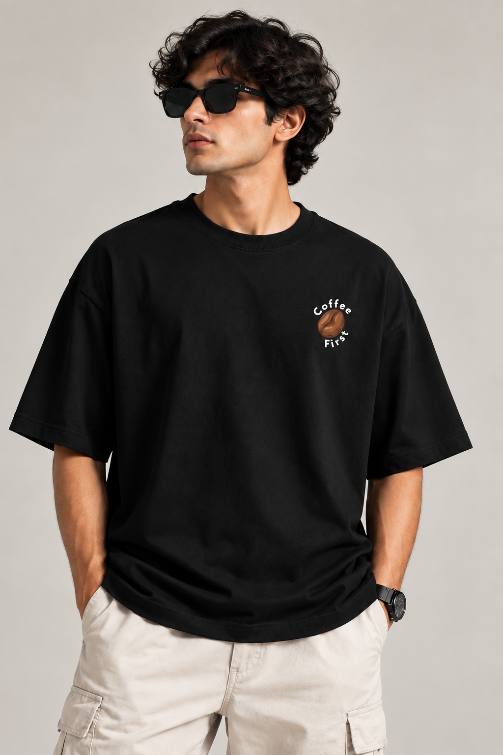 Coffee Before Reality Oversized T-Shirt