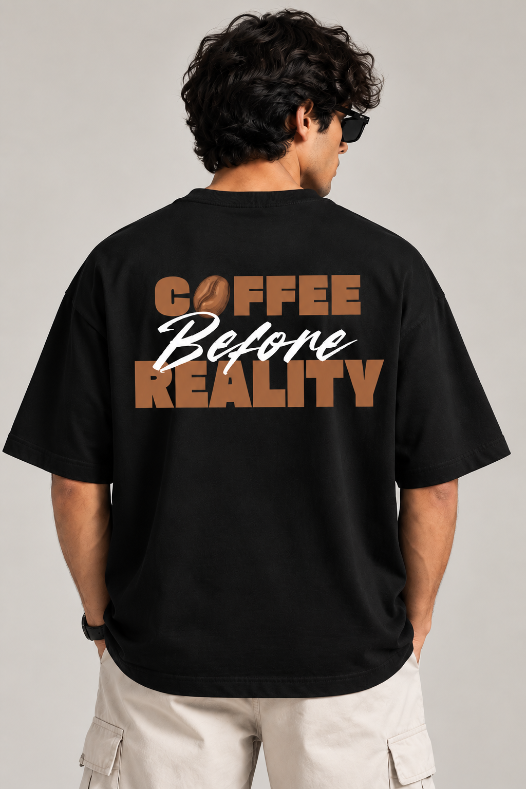 Coffee Before Reality Oversized T-Shirt