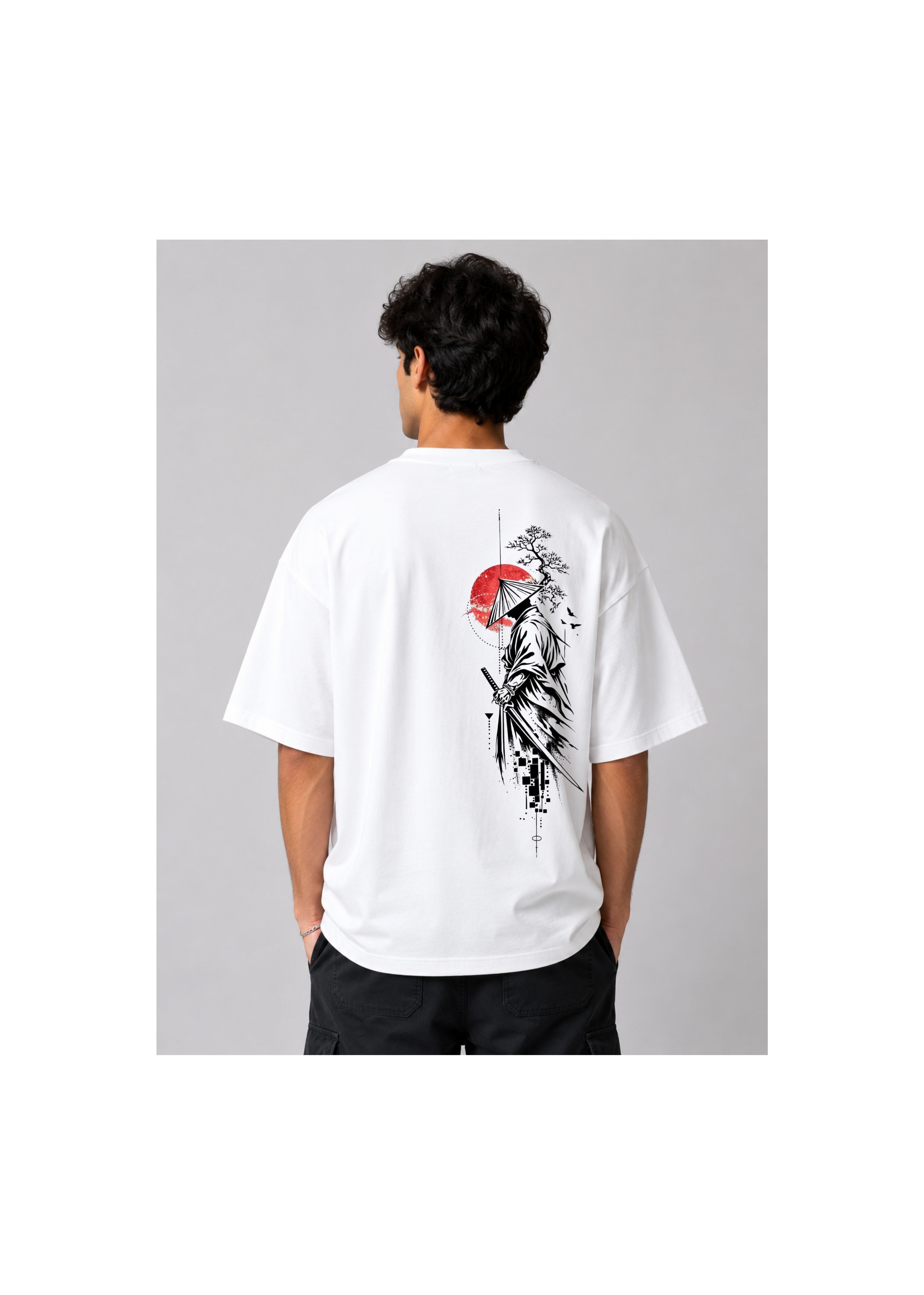 Demon Slayer Minimal Logo Oversized T-Shirt – White