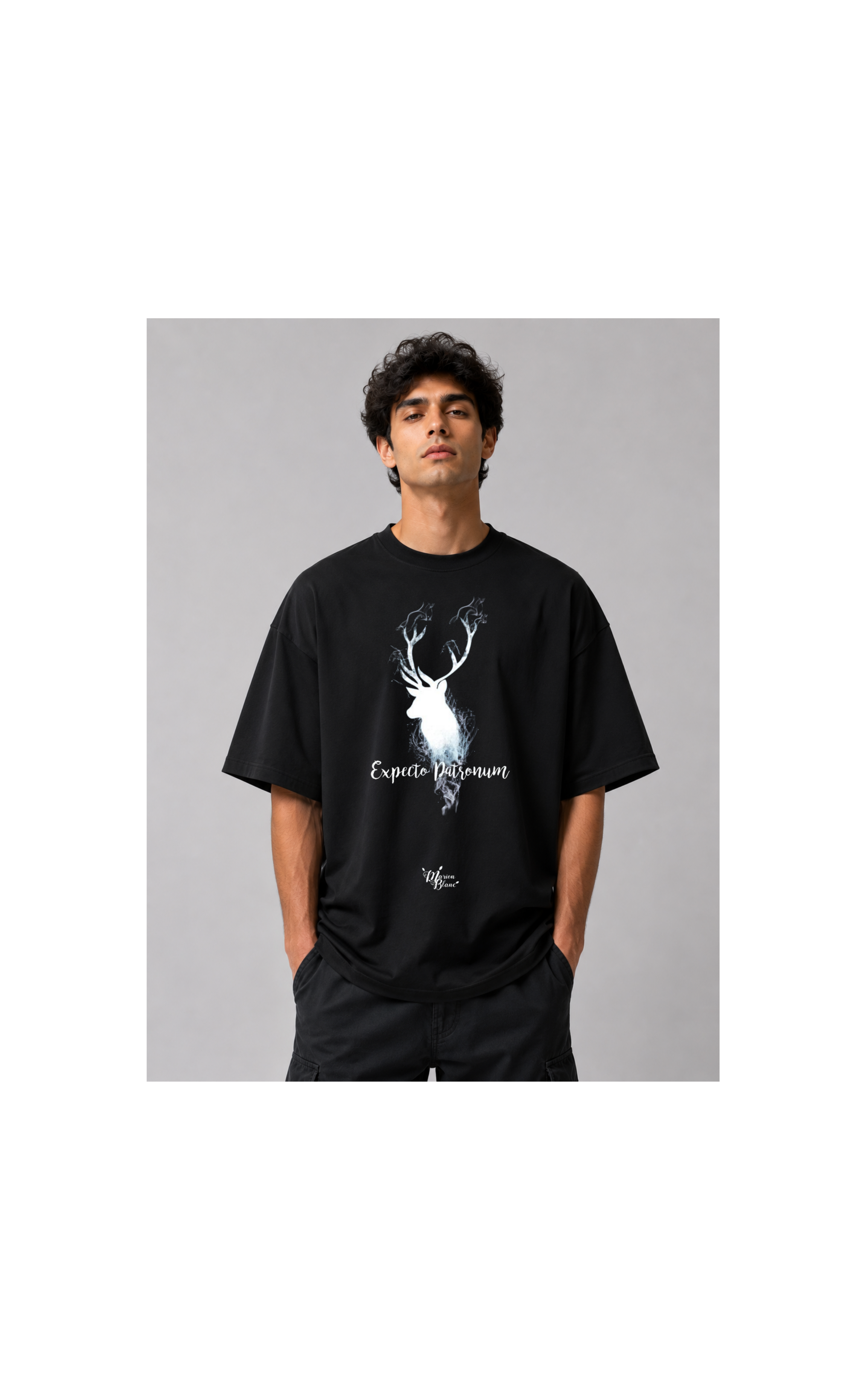 Expecto Patronum Stag Oversized T-Shirt – Black