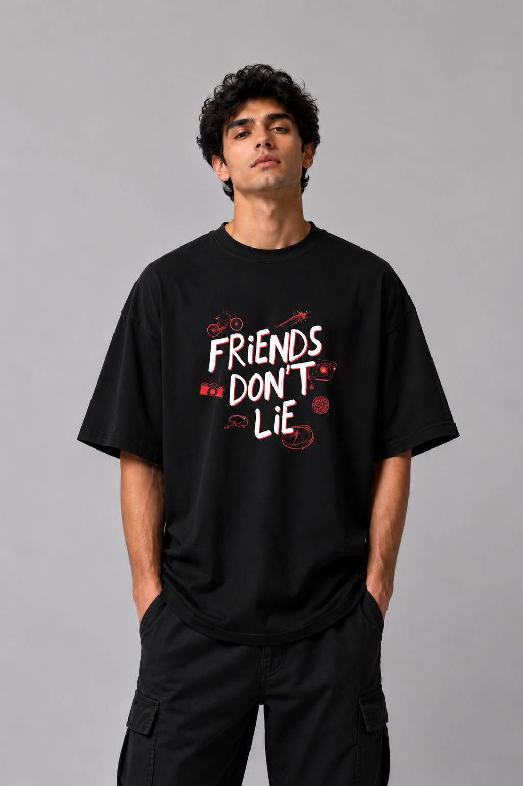 Friends Don't Lie Oversized Graphic T-Shirt