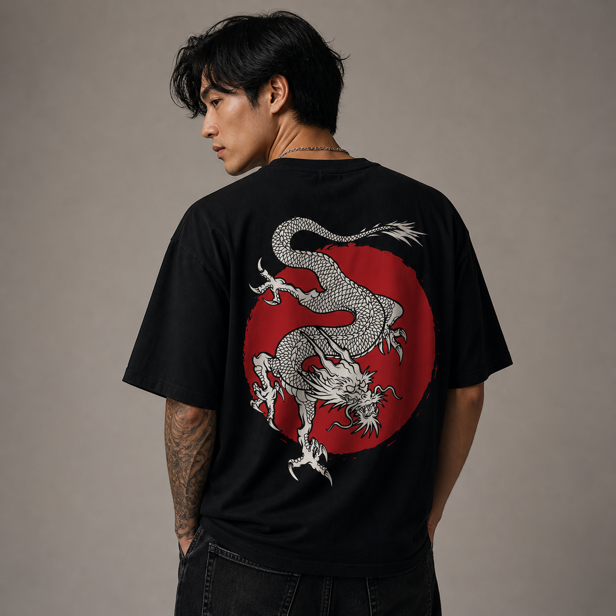 HOP aesthetic Japanese culture code Dragon Oversized Tee