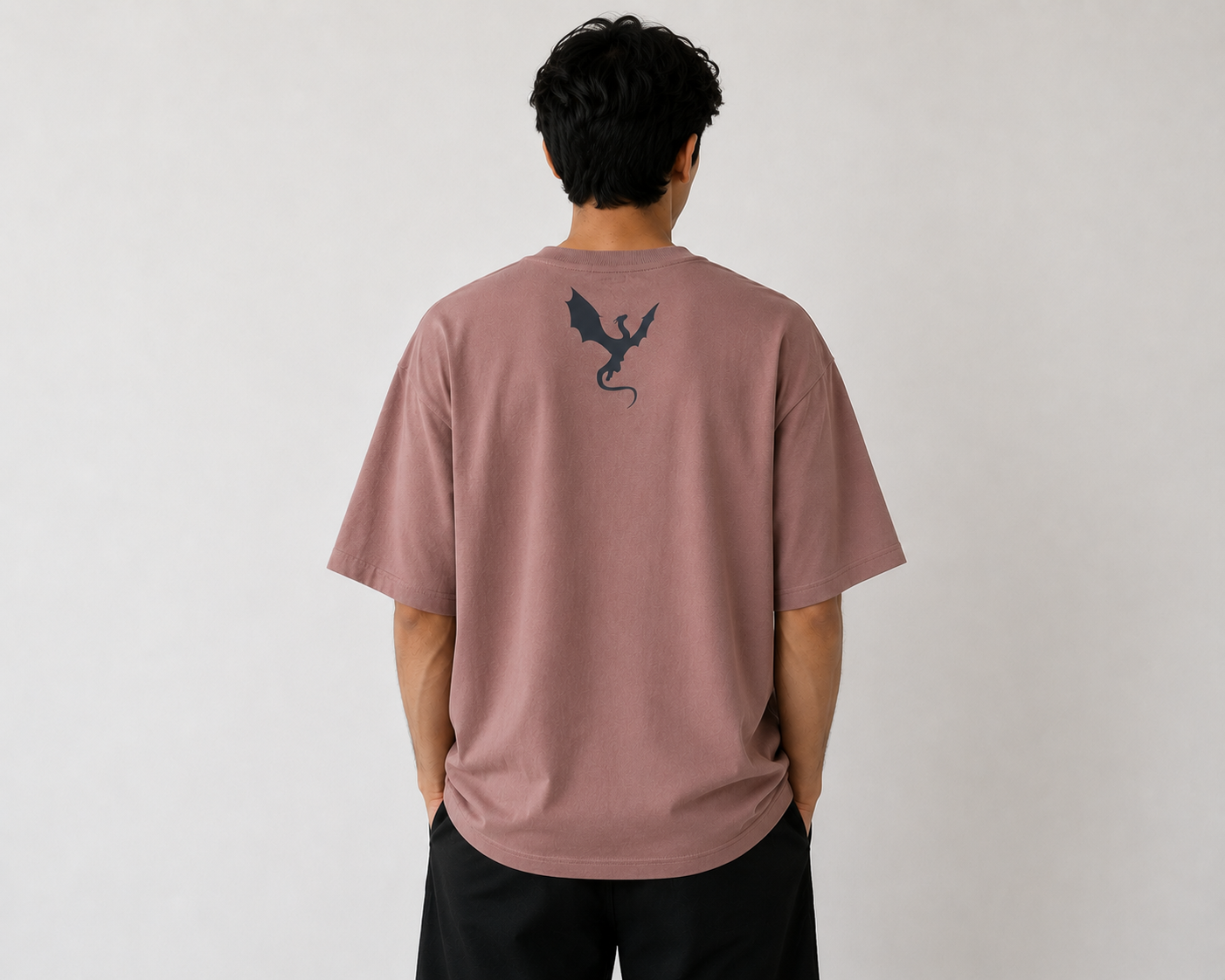 HOP Dragon Crest Oversized Tee – Dusty Rose Edition