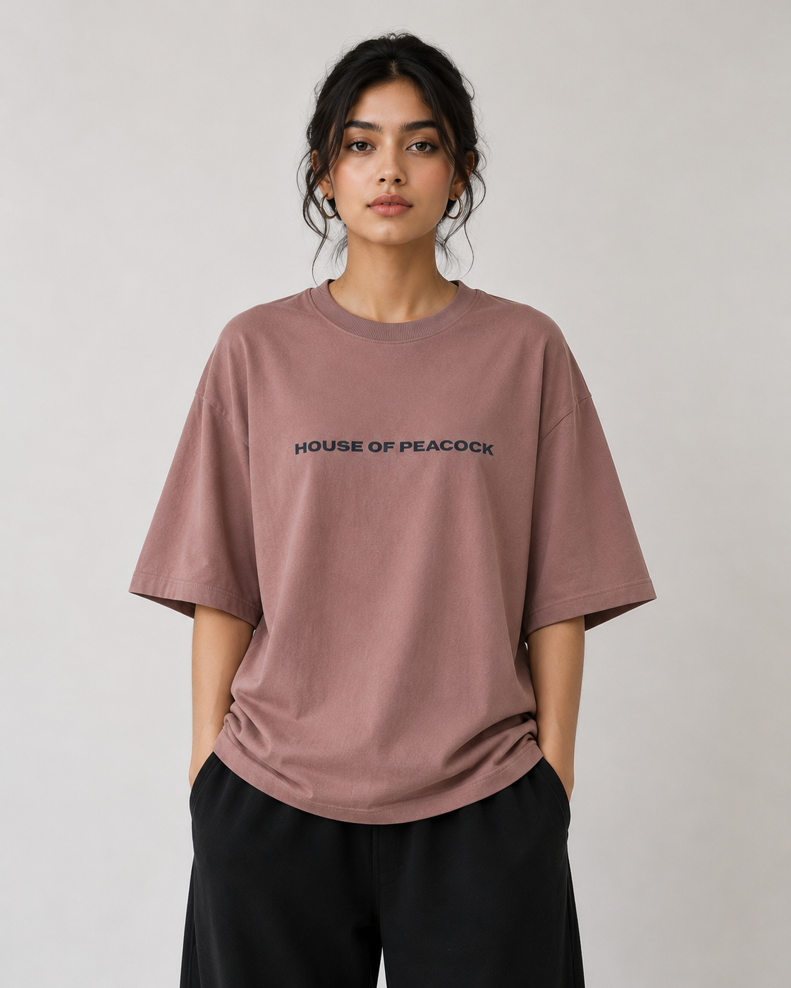 HOP Dragon Crest Oversized Tee – Dusty Rose Edition