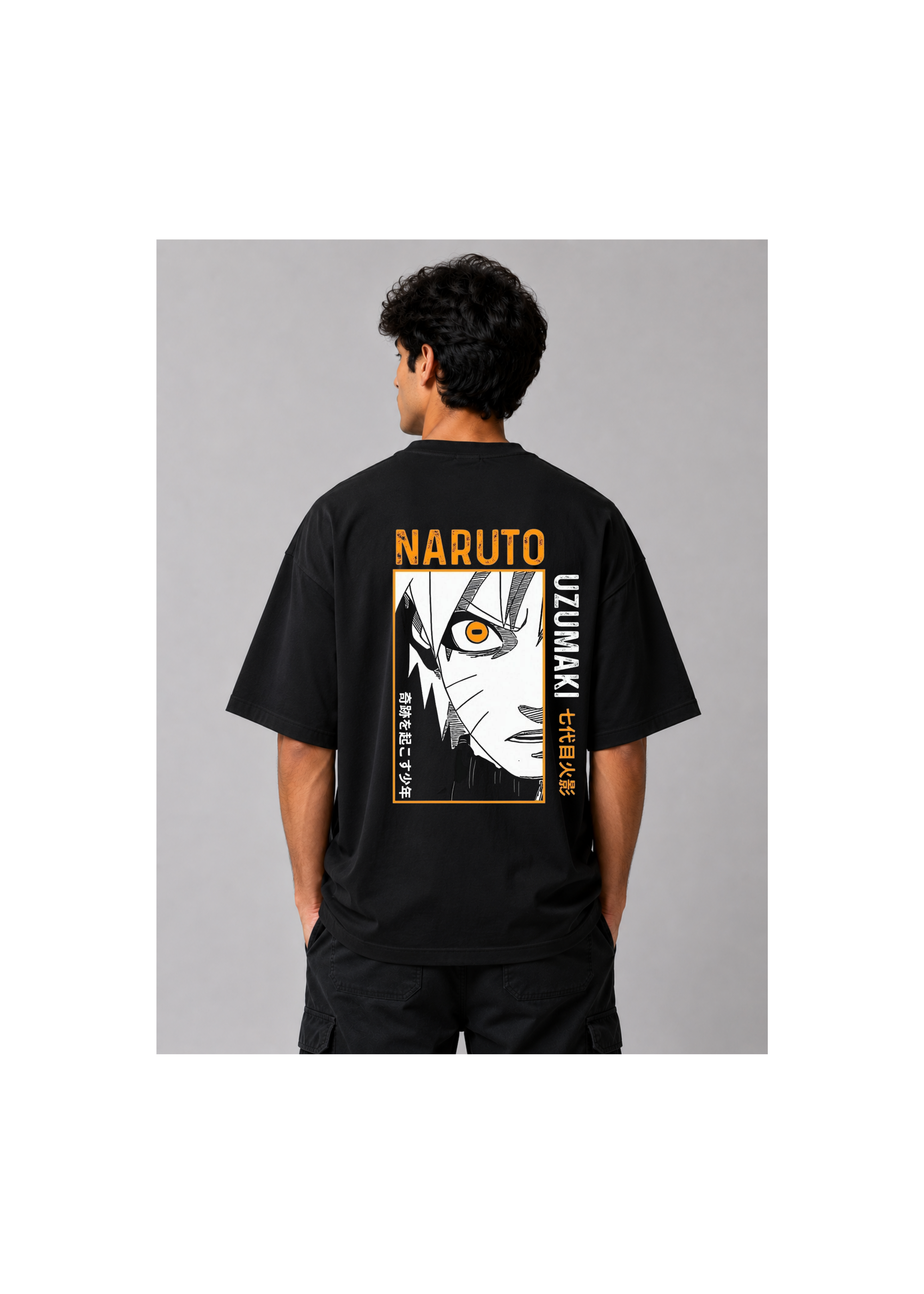 Naruto Logo Oversized Graphic T-Shirt – Black