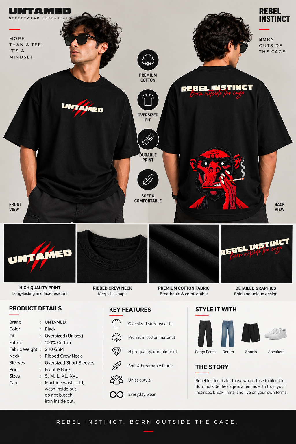 Rebel Instinct Oversized T-Shirt