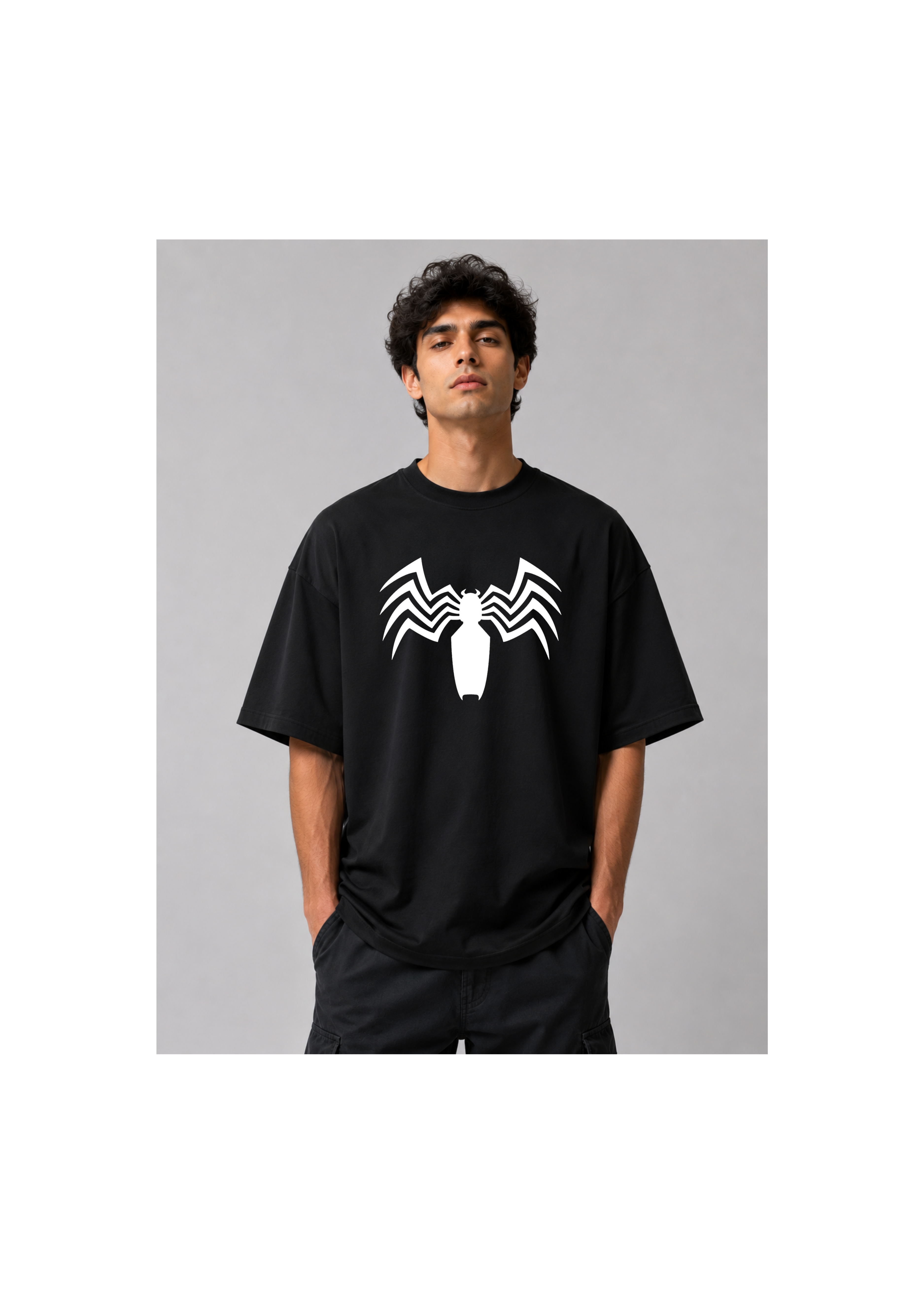 Spider-Inspired Oversized Back Print T-Shirt