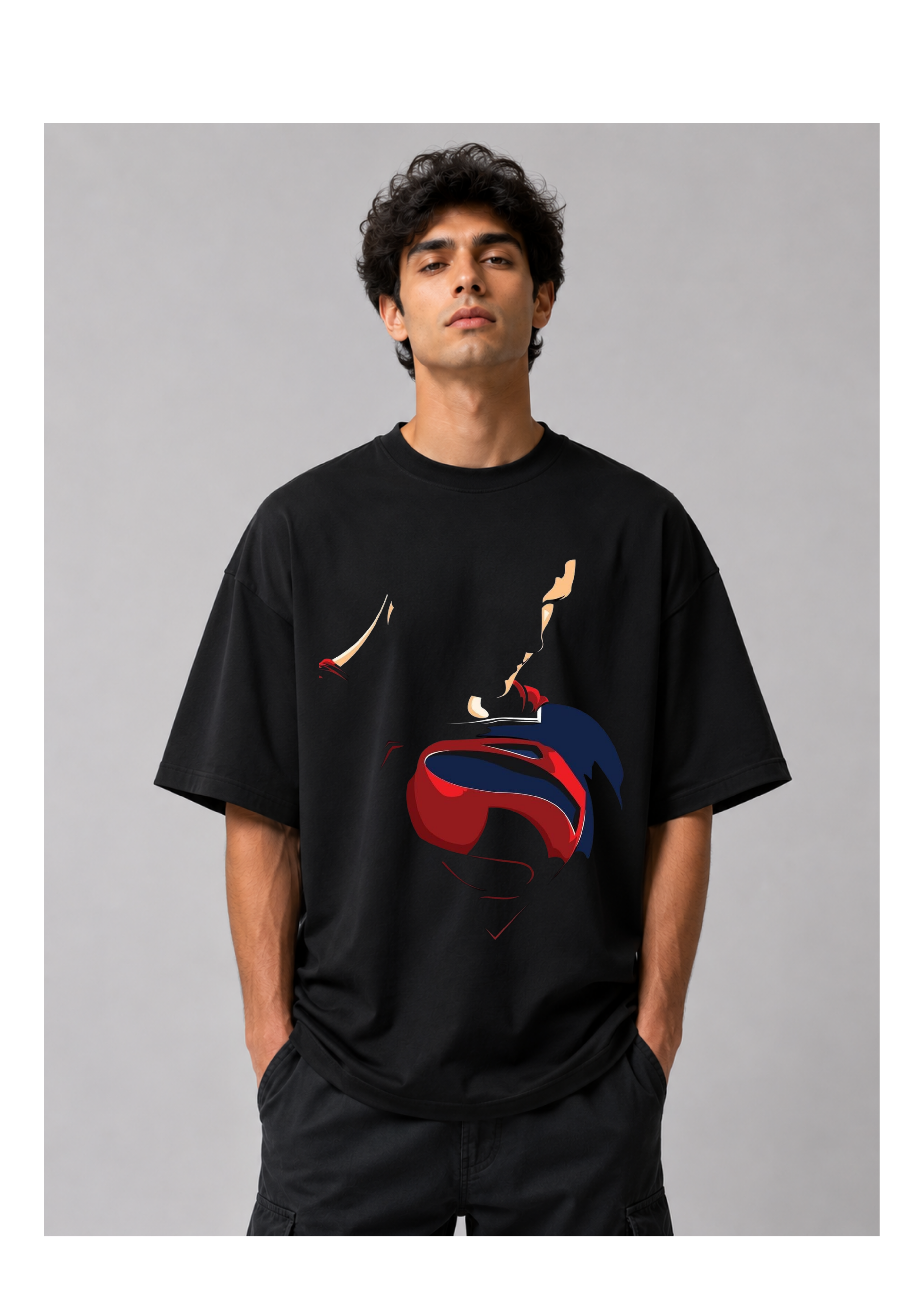 Superman Oversized T-Shirt-Black