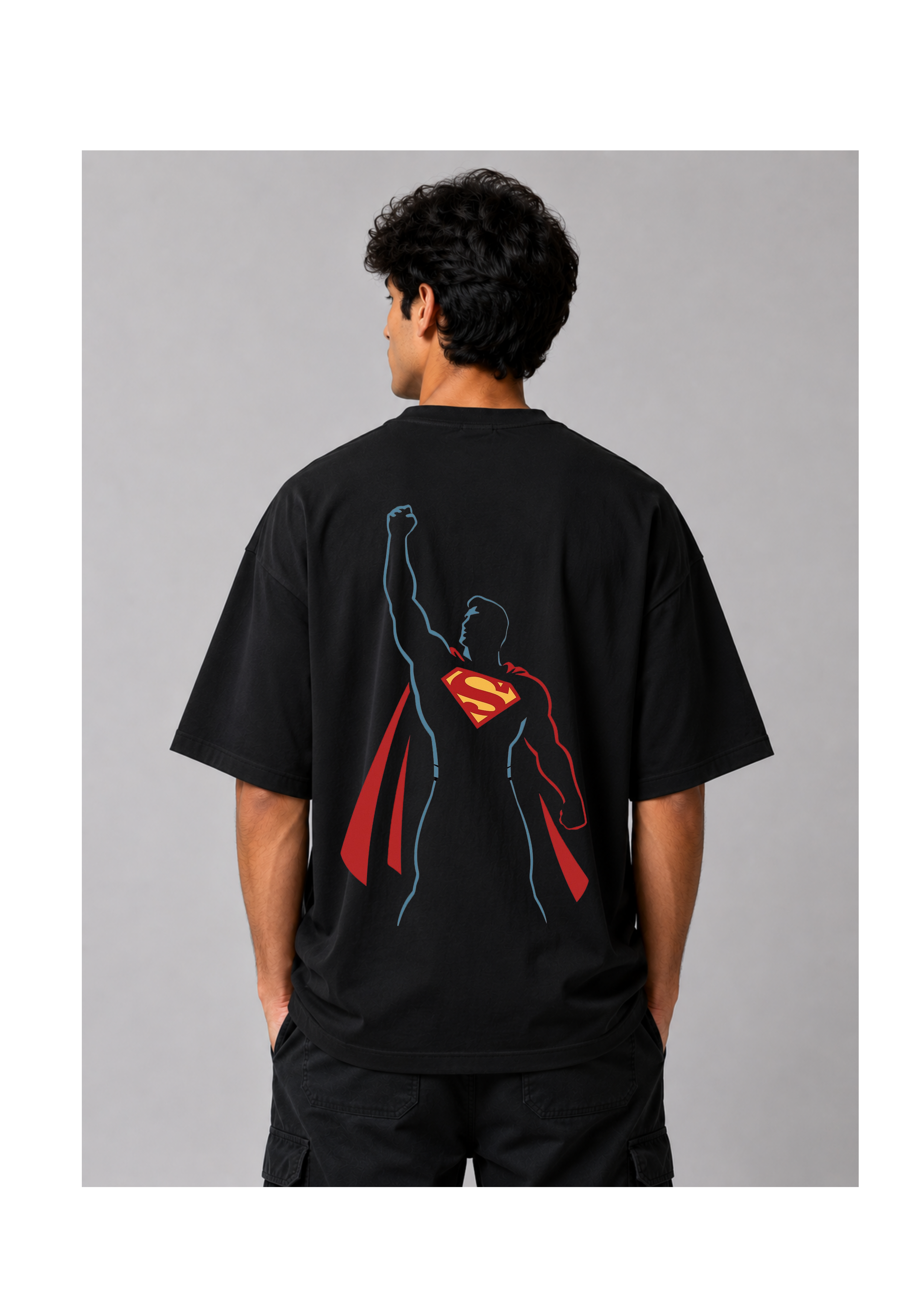 Superman Oversized T-Shirt-Black