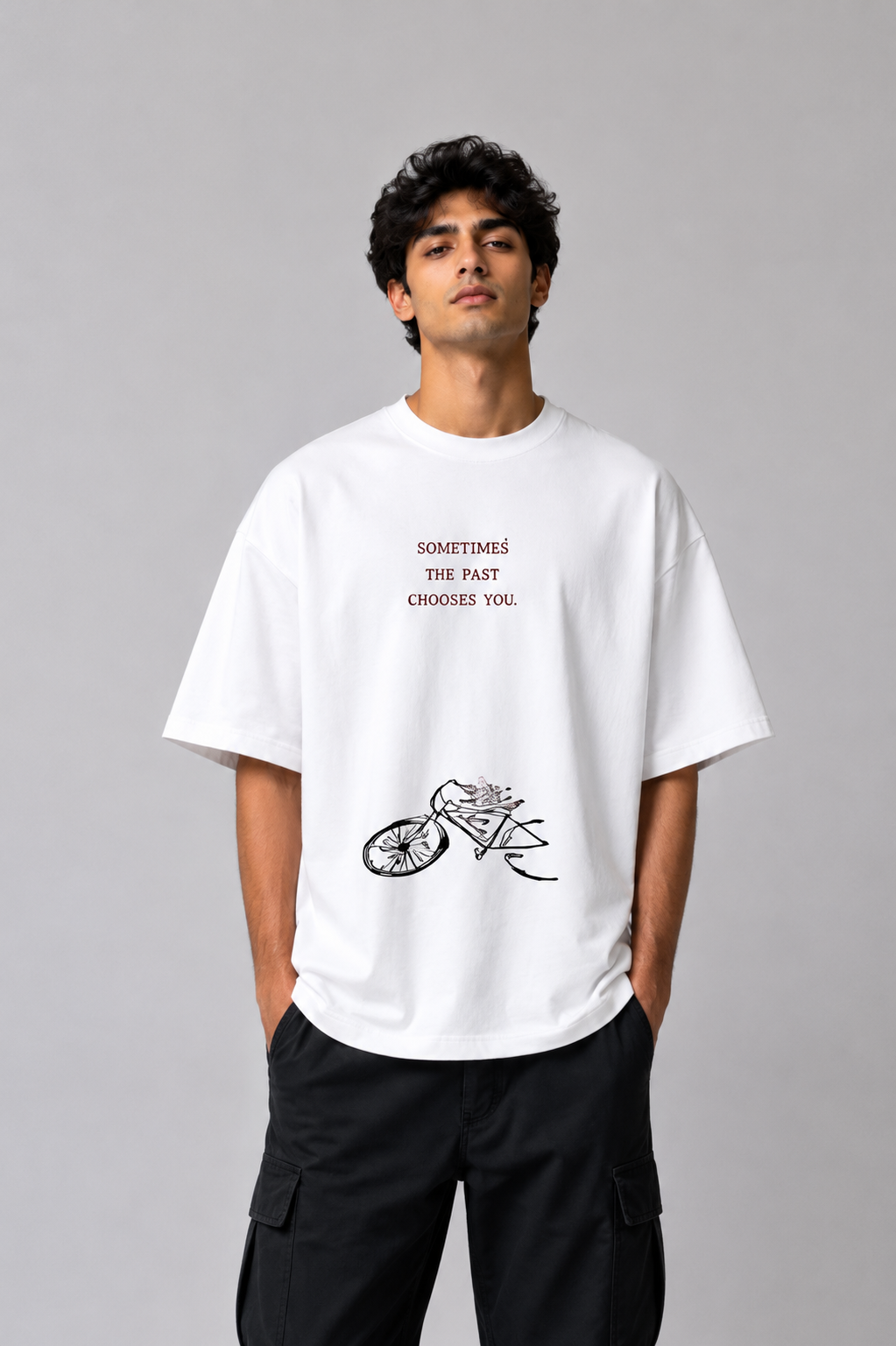 Vintage Bicycle Quote Oversized Graphic T-Shirt  